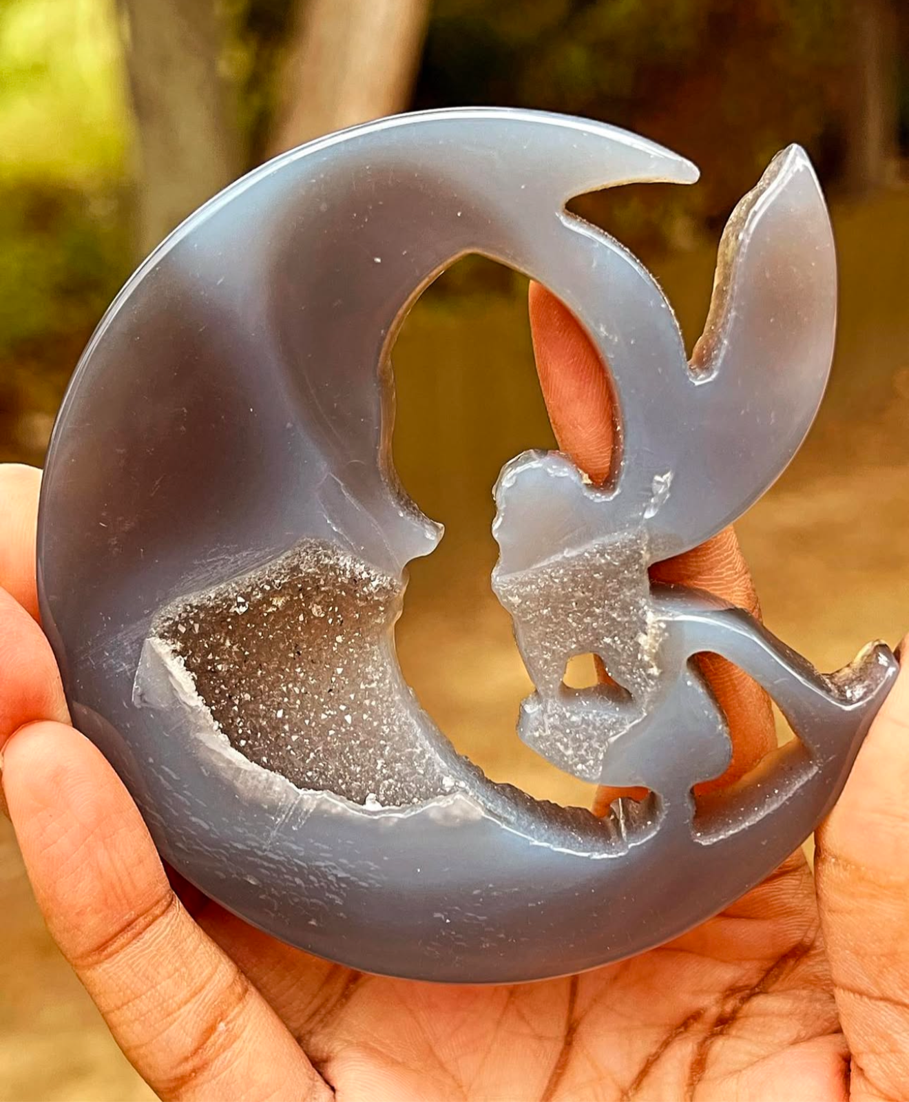 Druzy moon/fairy carving