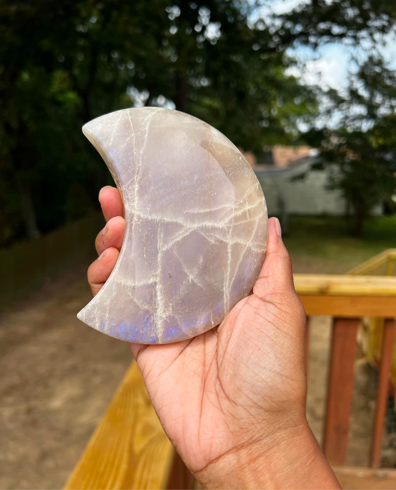 Moonstone Crescent Moon Carving