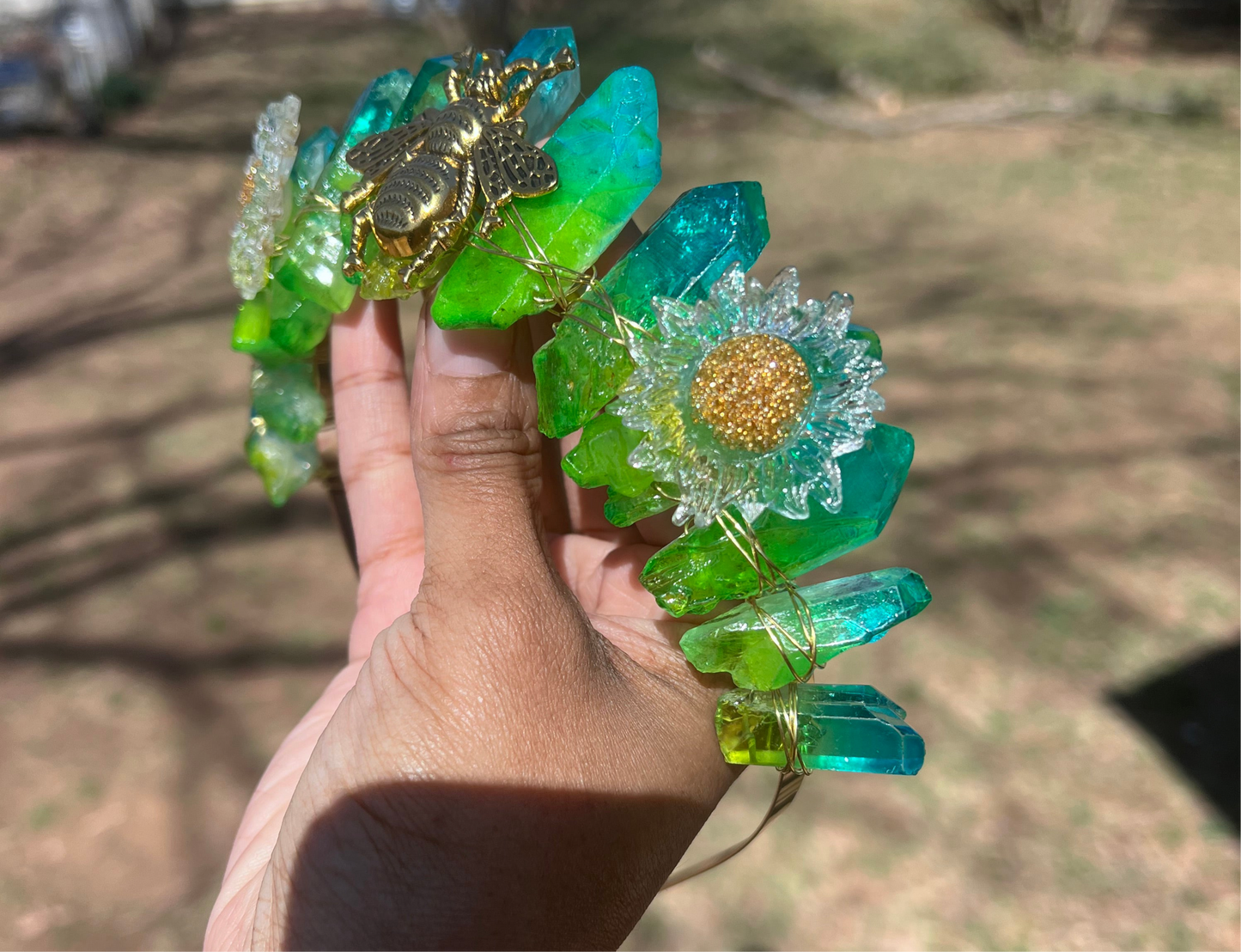 Blue/Green crystal crown