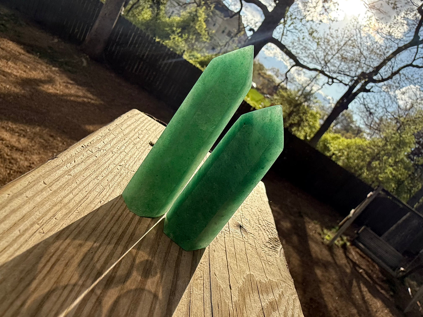 Green strawberry quartz towers