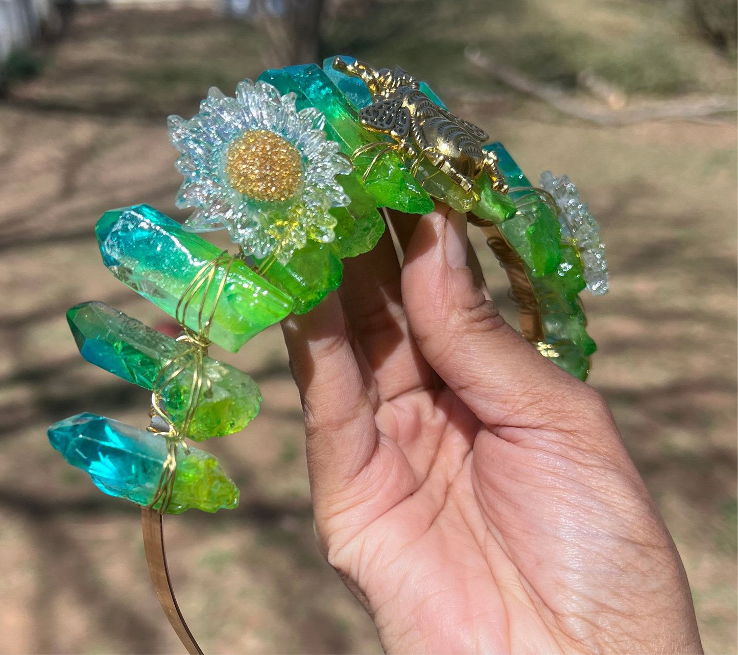Blue/Green crystal crown