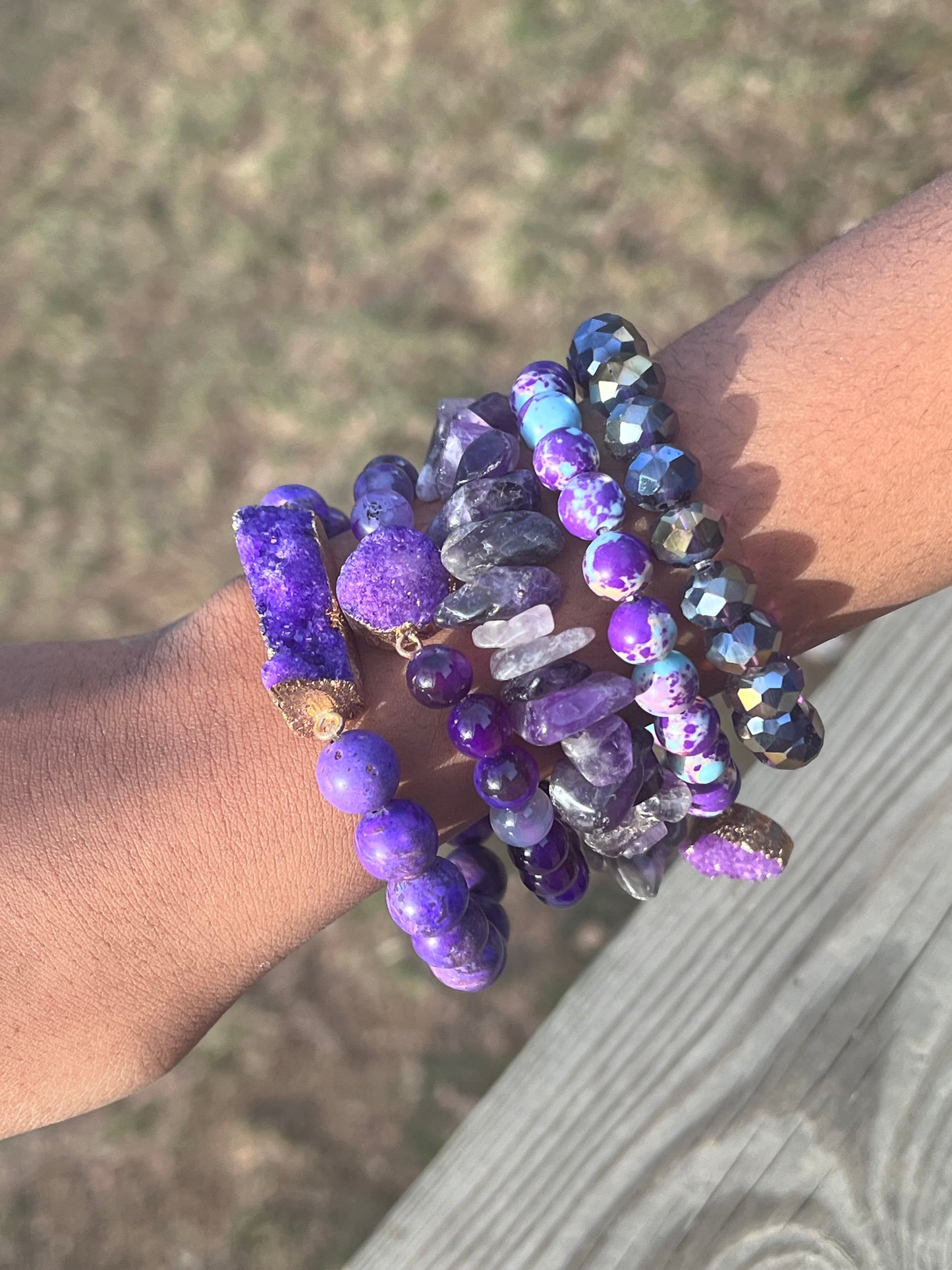 Amethyst stacked bracelet