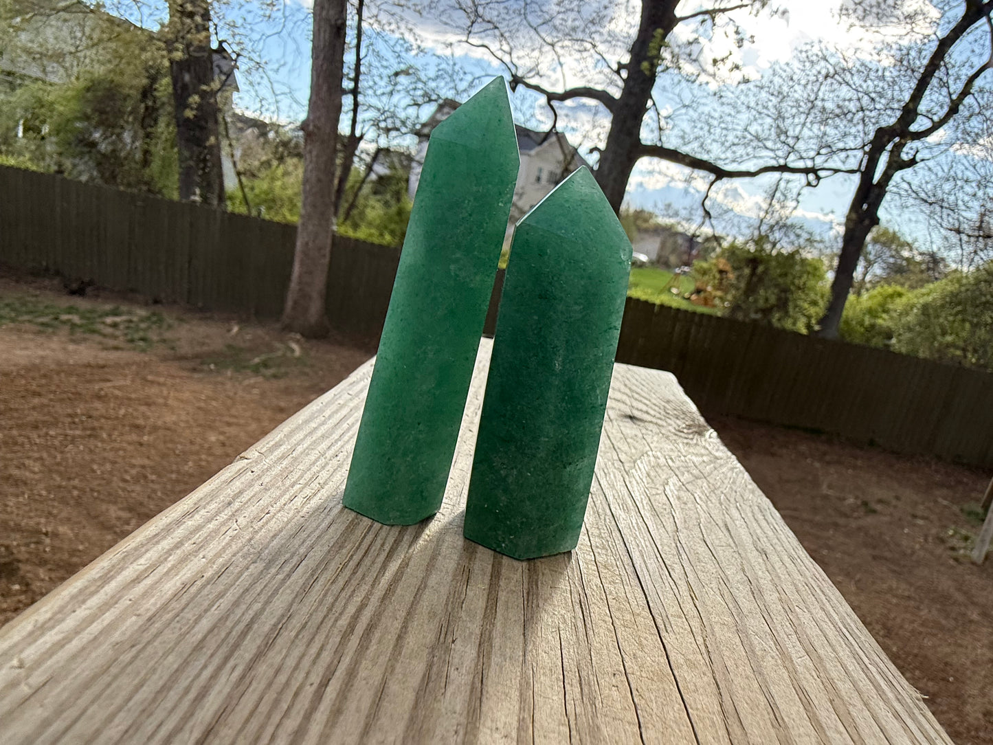 Green strawberry quartz towers