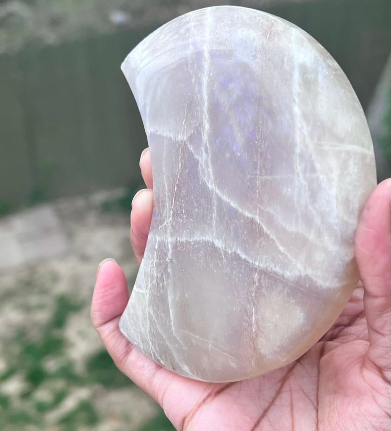 Moonstone Crescent Moon Carving