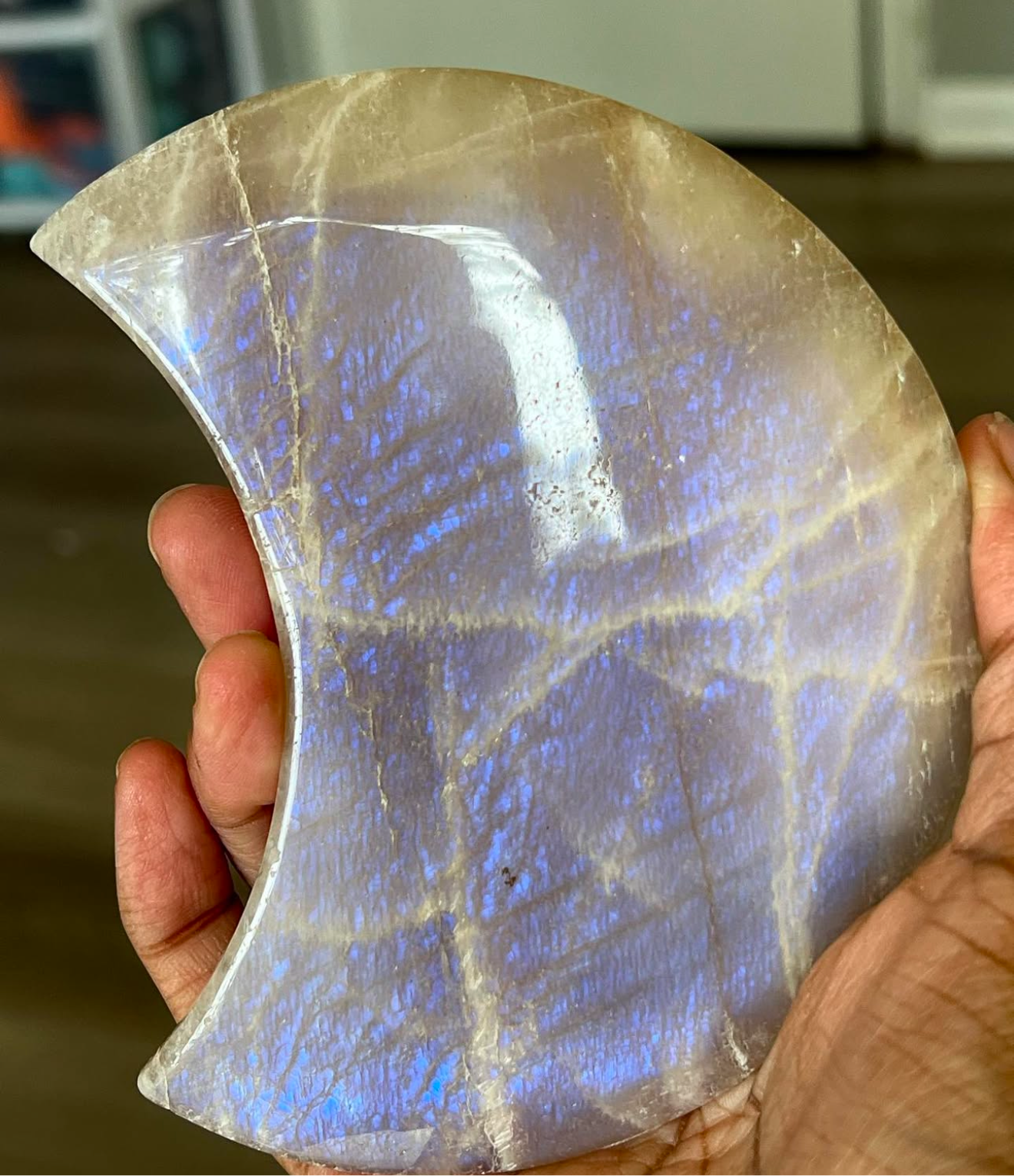 Moonstone Crescent Moon Carving
