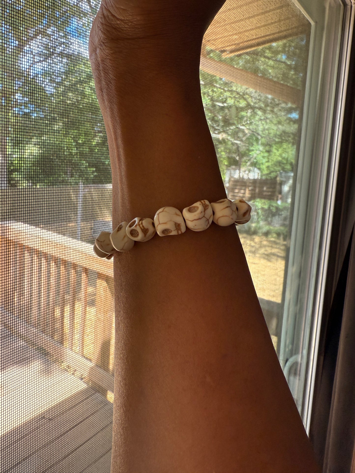 Clay skull beaded bracelet