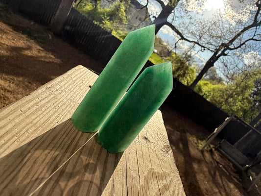 Green strawberry quartz towers