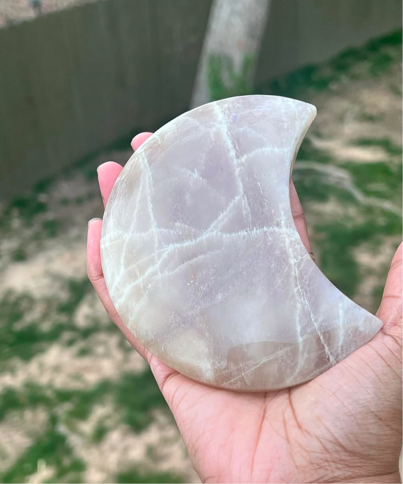 Moonstone Crescent Moon Carving