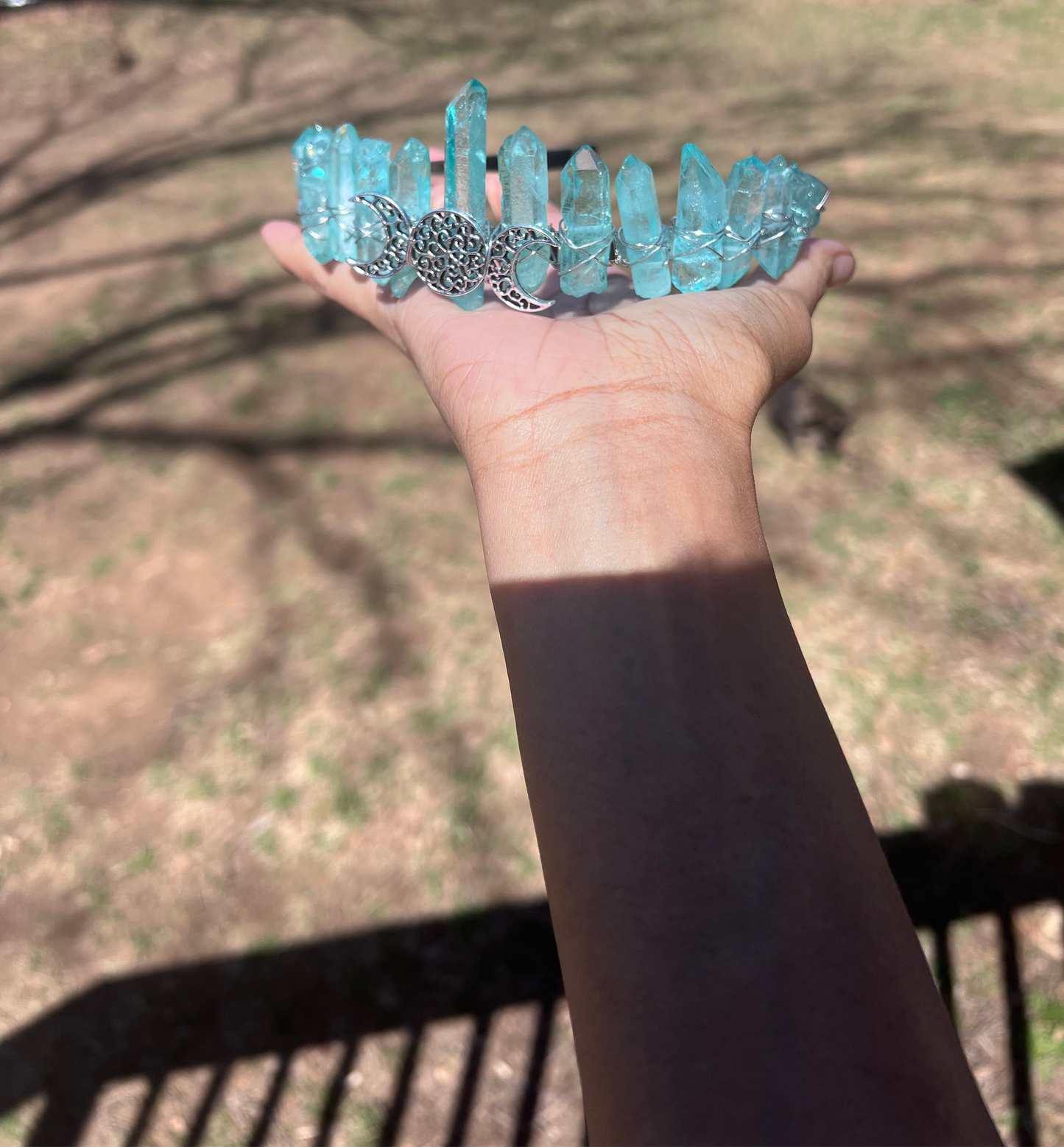 Blue aqua crystal crown