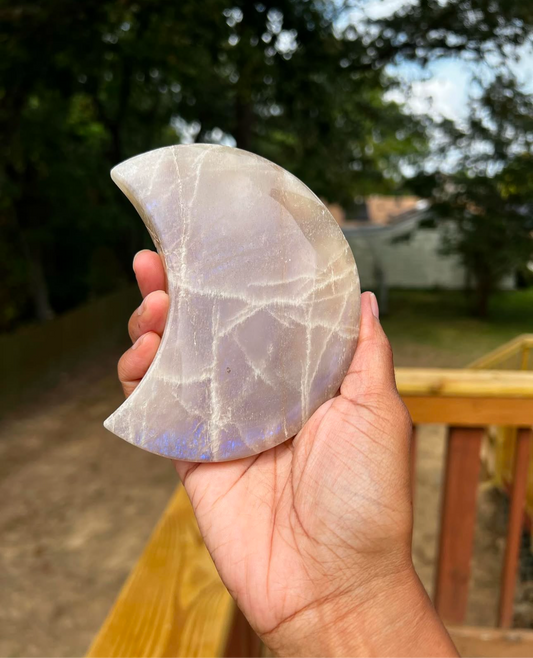Moonstone Crescent Moon Carving