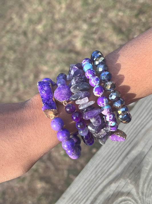 Amethyst stacked bracelet