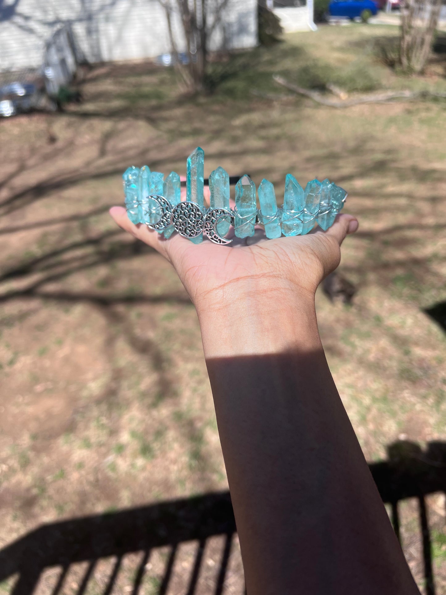 Blue aqua crystal crown