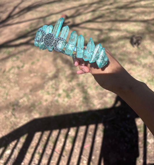Blue aqua crystal crown