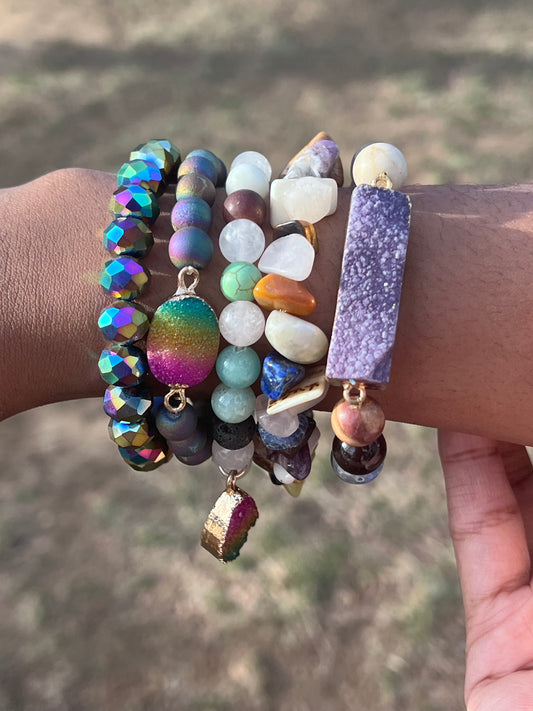 Mixed Gemstone bracelet set
