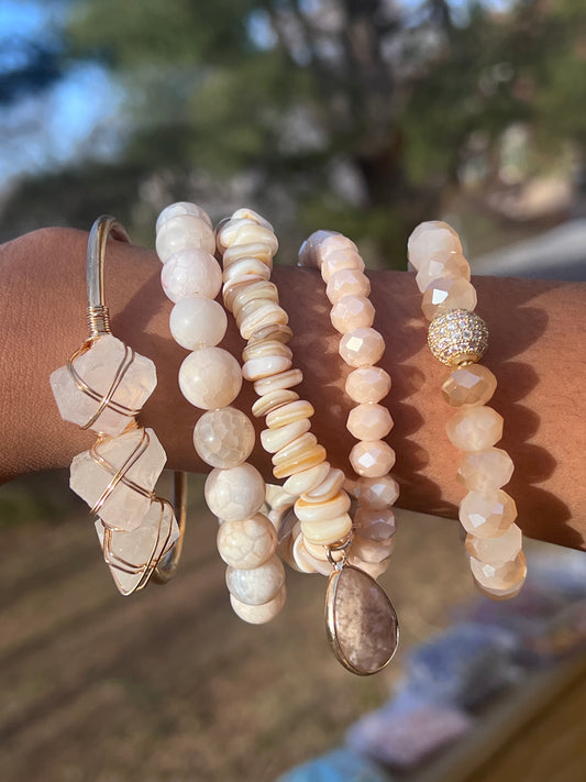 White jade bracelet set