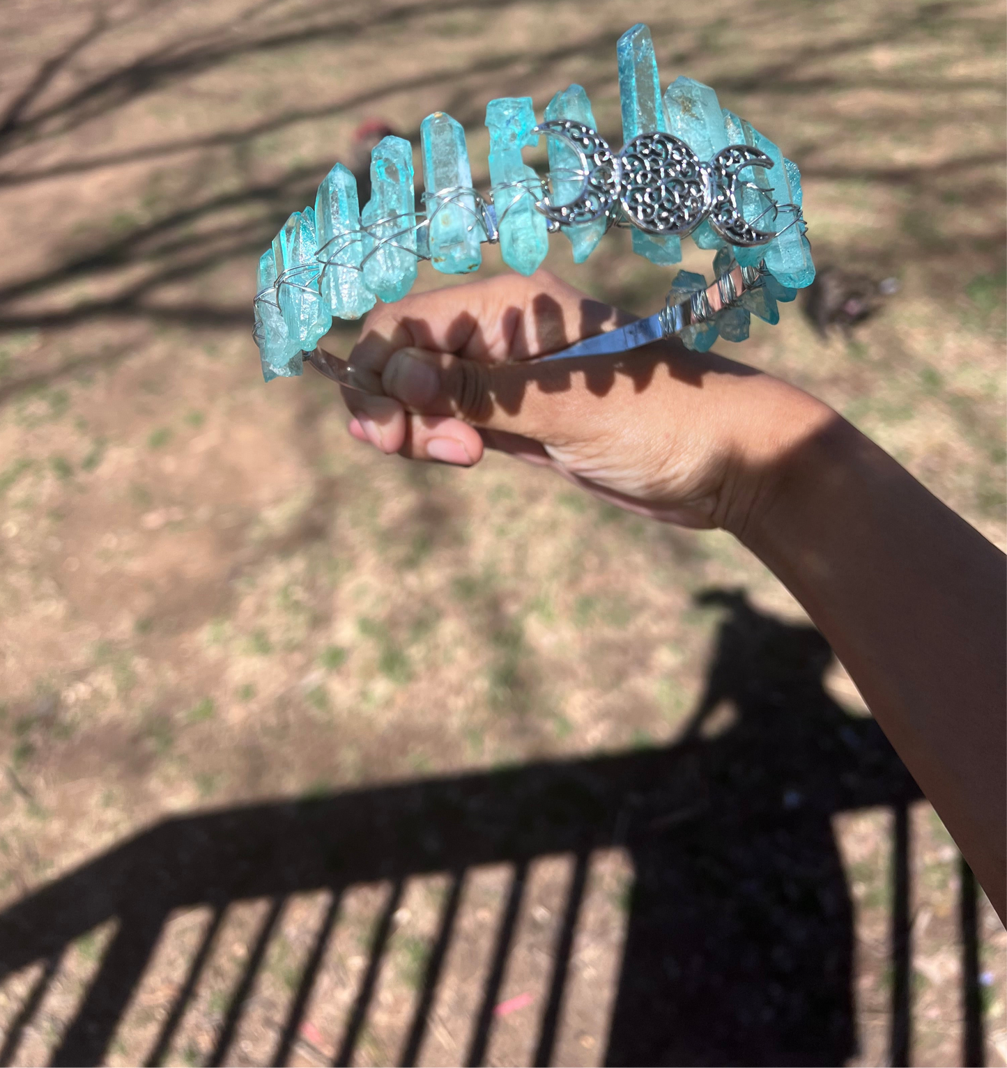 Blue aqua crystal crown